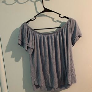 baby blue off the shoulder top